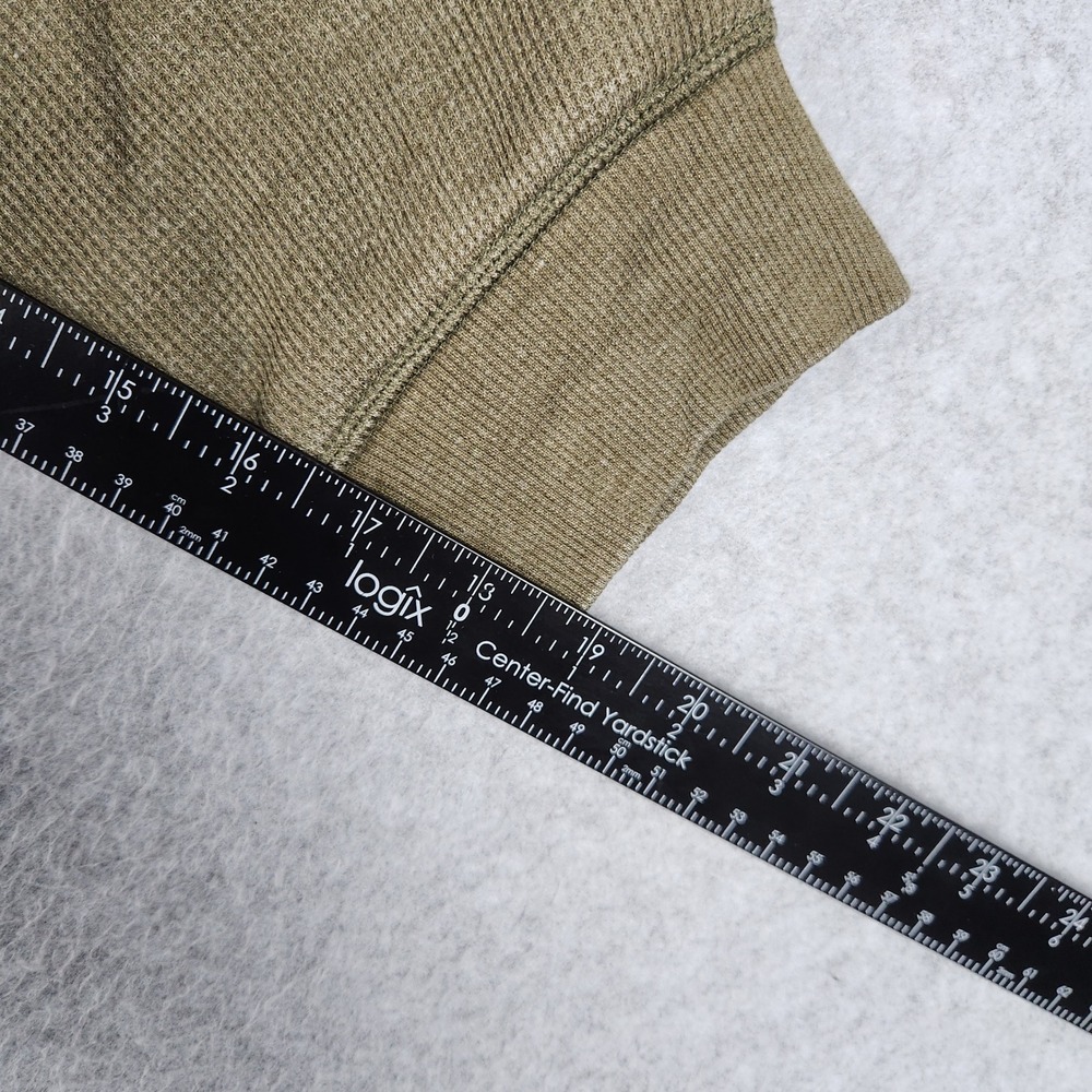 Falls Creek Henley Sweatshirt Mens L Olive Green Waffle Knit Sherpa Lined Rugged - Picture 6 of 8